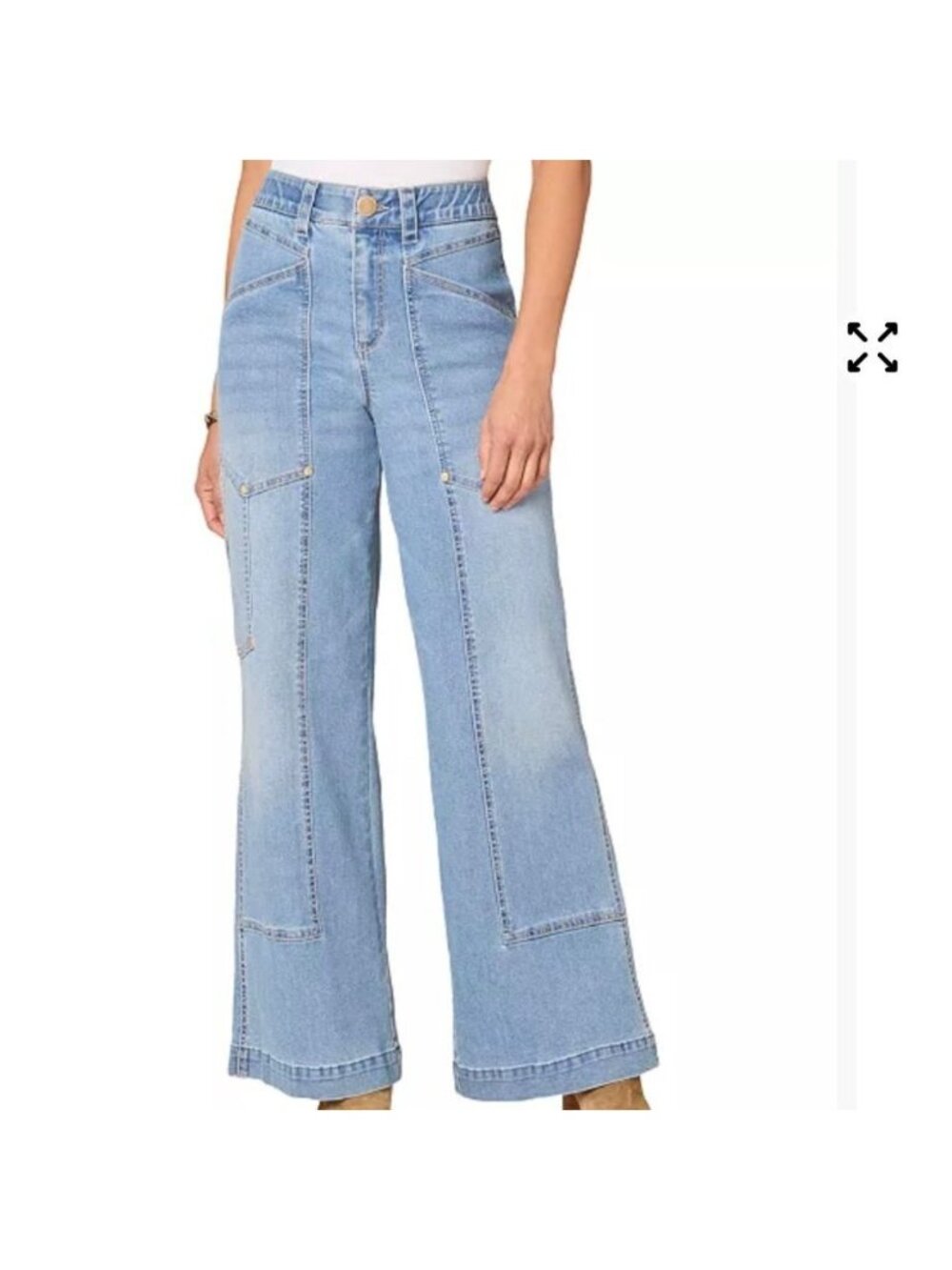 Democracy Jeans 12 Blue Absolution Skyrise Utility Wide Leg Stretch Denim